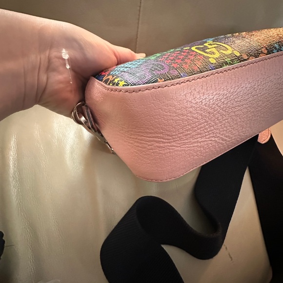 GUCCI GG Supreme Monogram Psychedelic Shoulder Bag Black Multicolor Sugar Pink - Picture 12 of 16